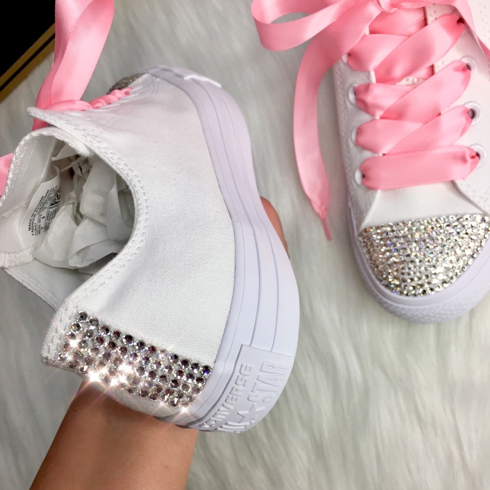 Bling Swarovski Crystal CONVERSE With Satin Laces - Picture 4 of 6
